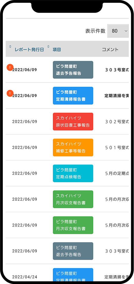 レポート名称 / カラー設定機能